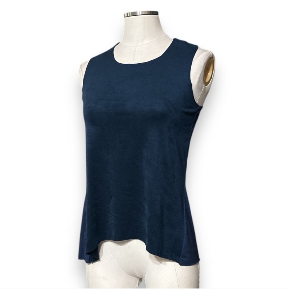 ABBELINE Raw Edge Vegan Suede Sleeveless Top
